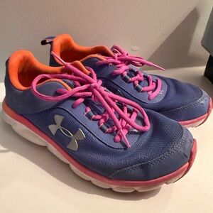 Size 6 Under Armour Kids' Purple and Pink Sneakers